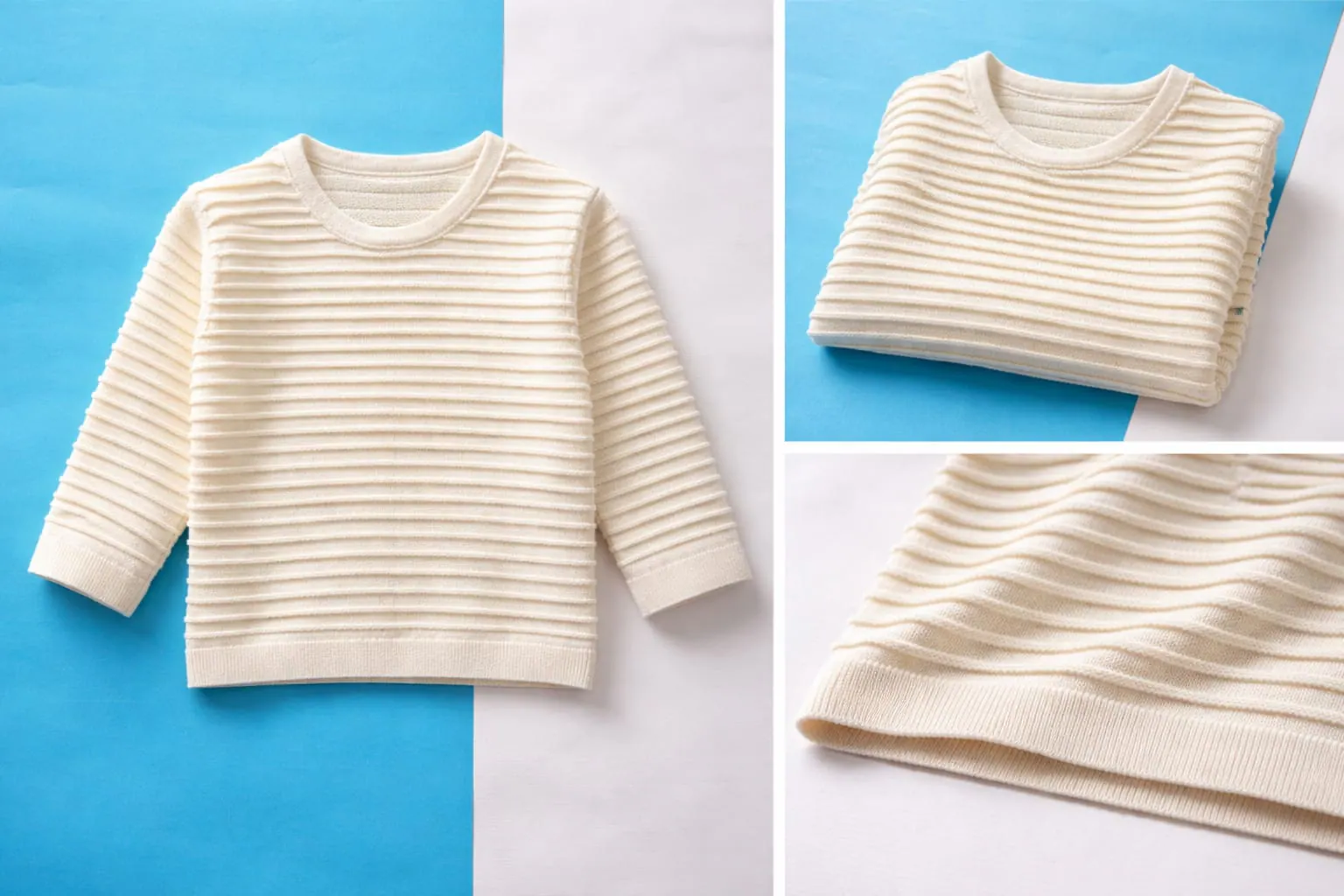 Cream Structured Cotton Pullover