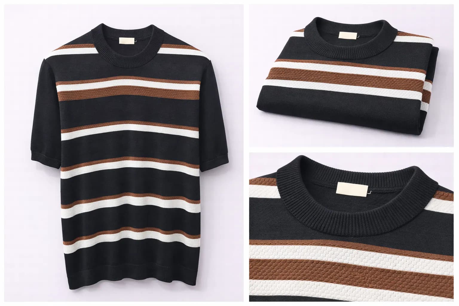 Navy Fine Gauge Cotton Knit Tee