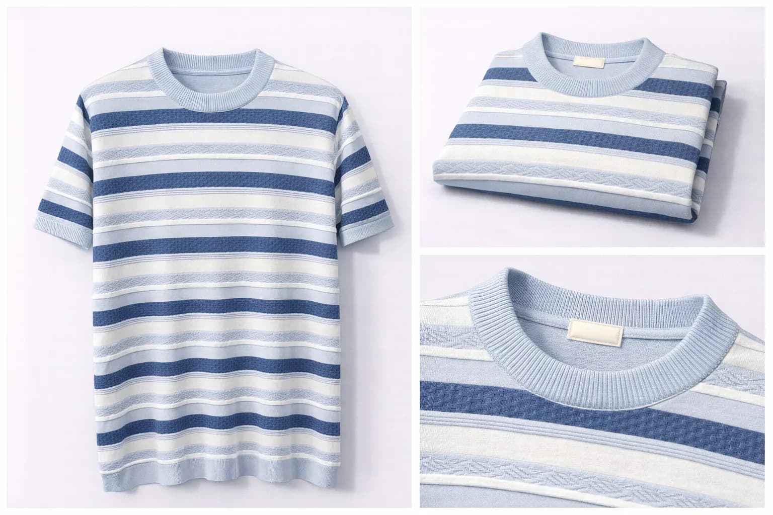 Sky Blue Fine Gauge Cotton Knit Tee