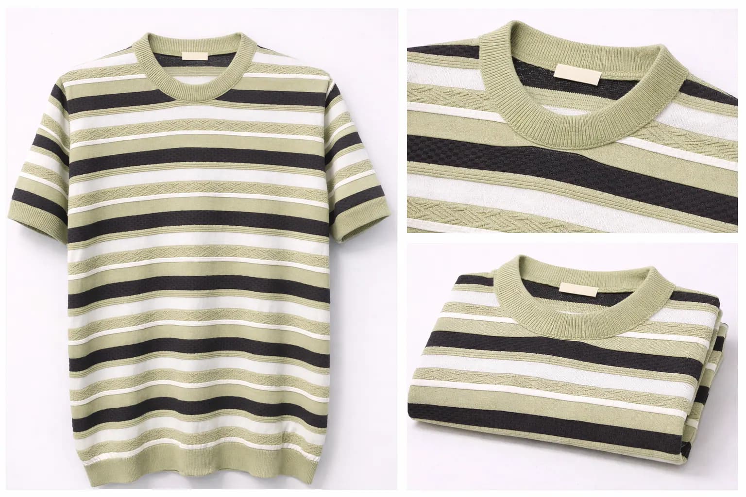 Oatmeal Fine Gauge Cotton Knit Tee