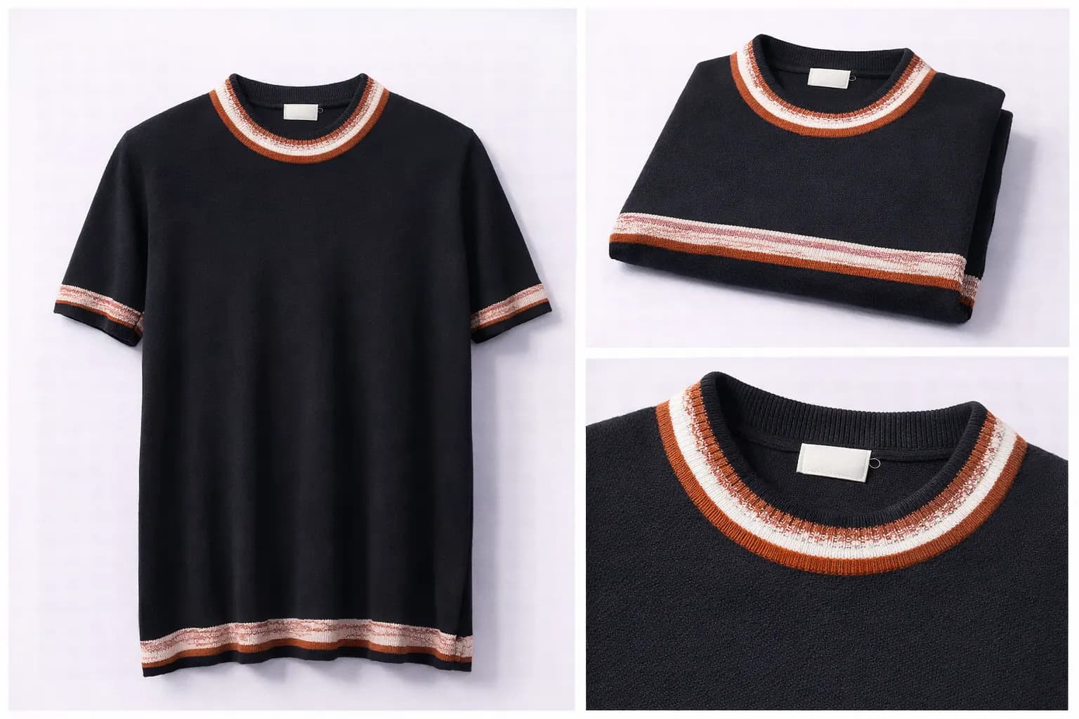 Navy Fine Gauge Cotton Knit Tee