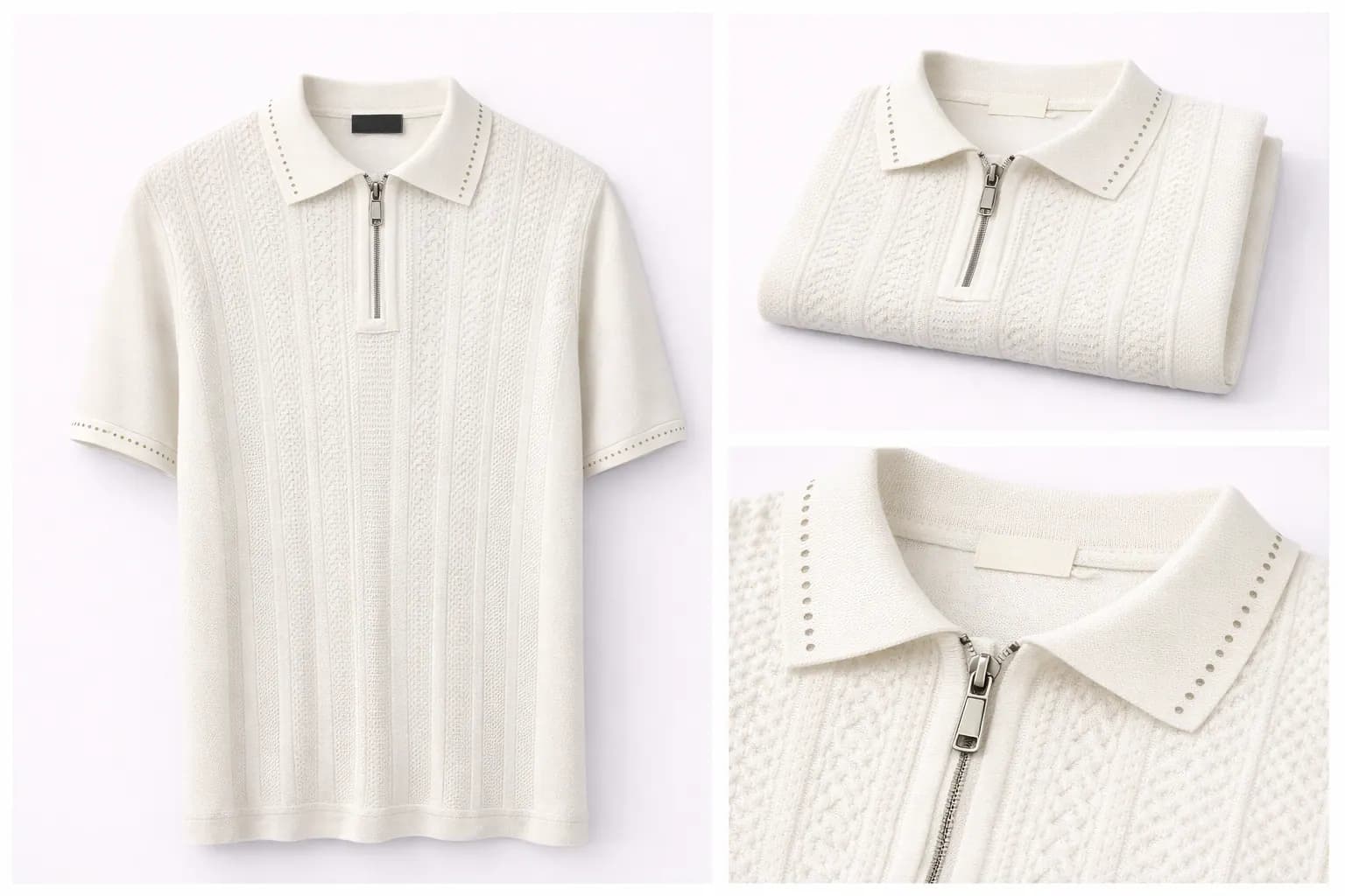 Ivory Contrast Trim Cotton Polo