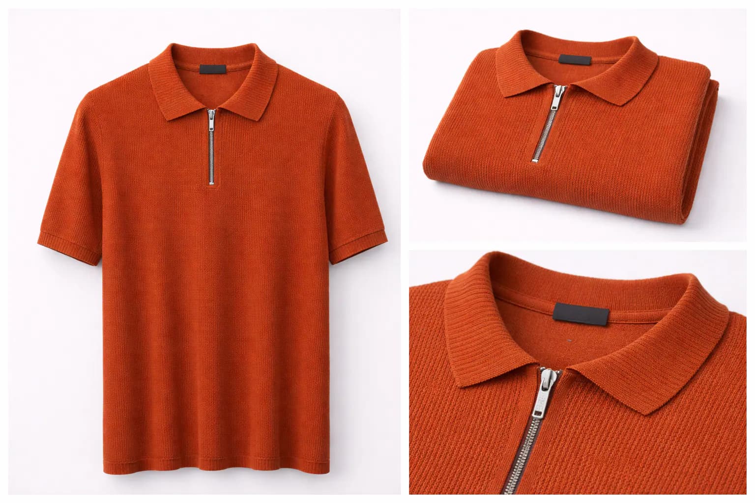 Rust Clean Collar Cotton Polo