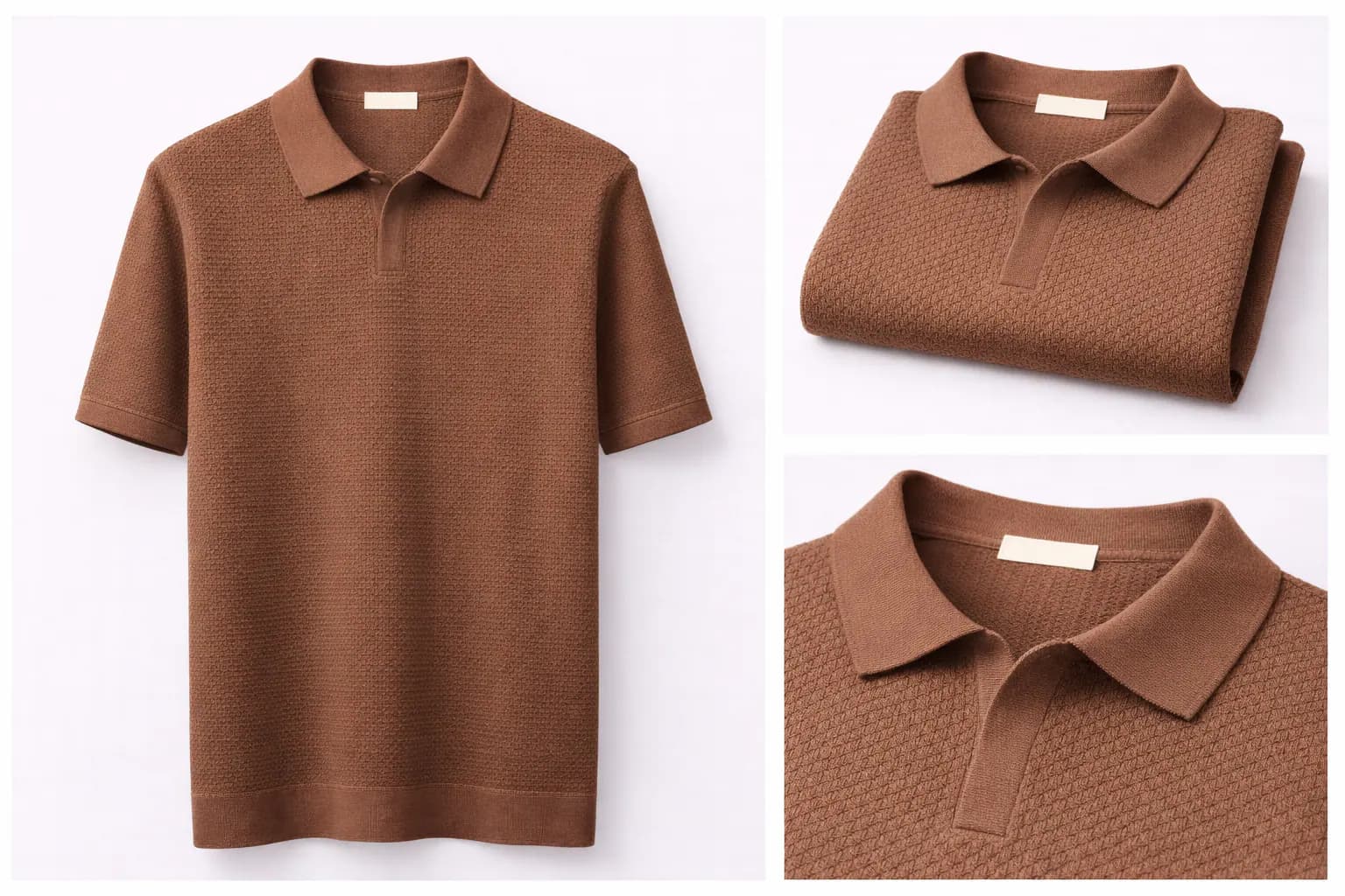 Rust Contrast Trim Cotton Polo