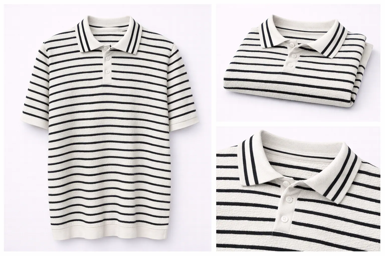 Silver Grey Contrast Trim Cotton Polo