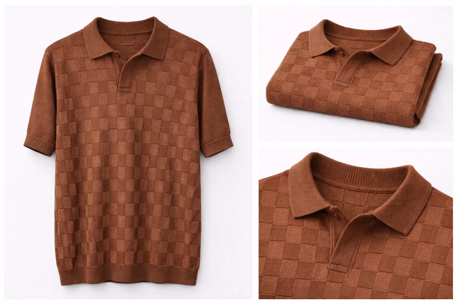 Rust Contrast Trim Cotton Polo