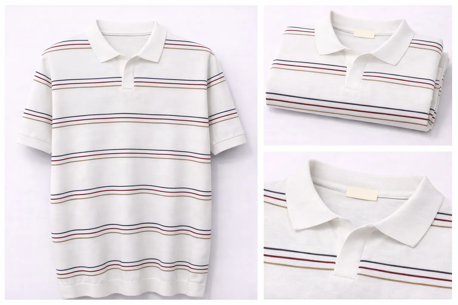 Ivory Contrast Trim Cotton Polo