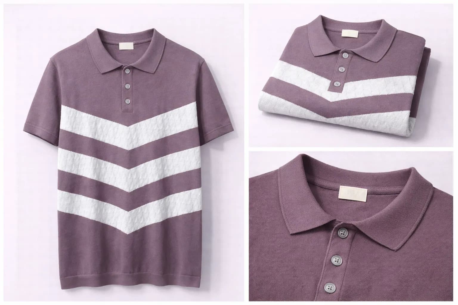 Heather Grey Minimal Knit Cotton Polo