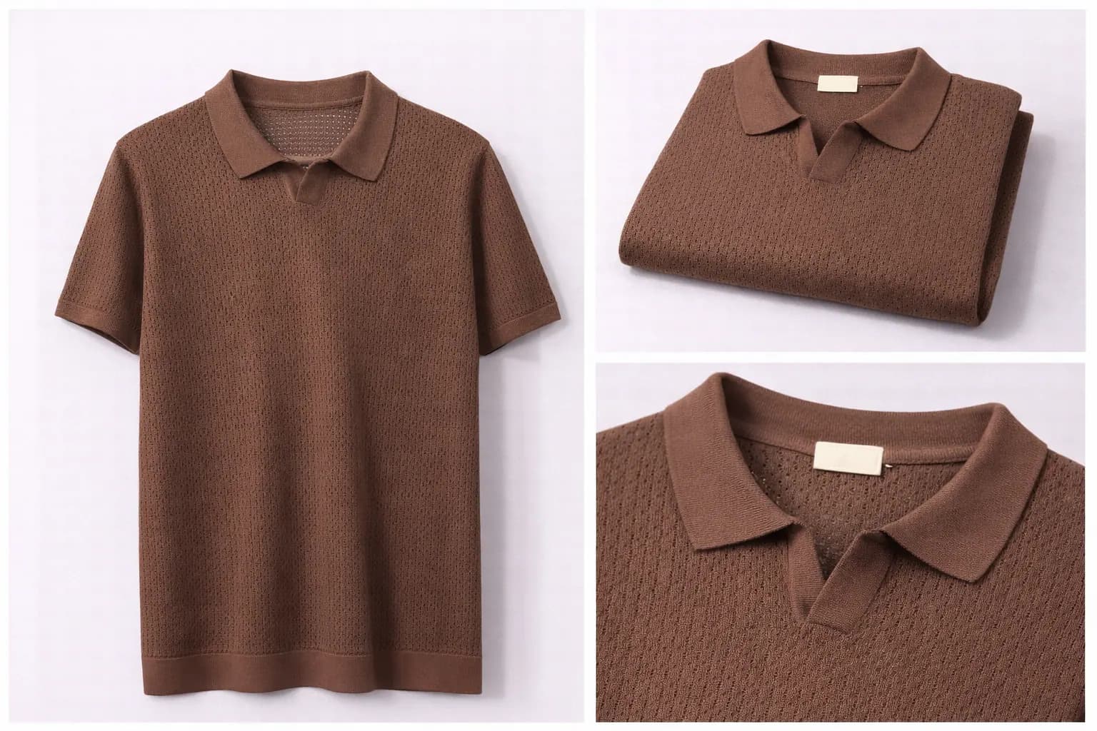 Chocolate Minimal Knit Cotton Polo