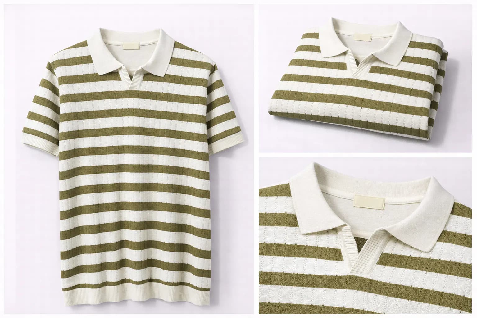 Cream Contrast Trim Cotton Polo