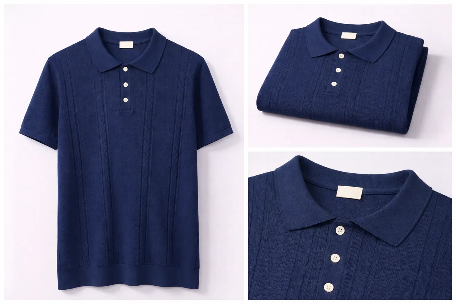 Navy Contrast Trim Cotton Polo