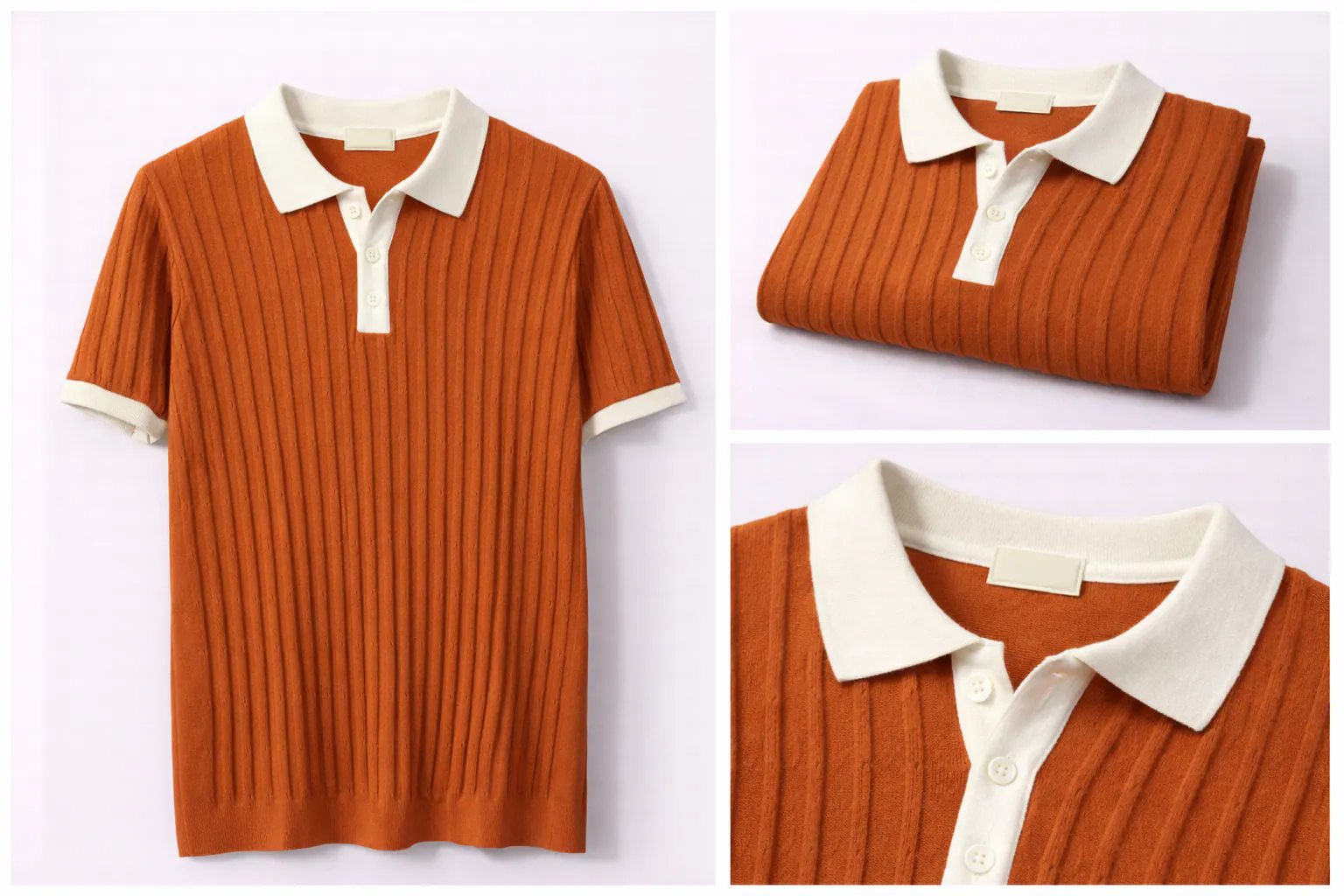 Rust Clean Collar Cotton Polo