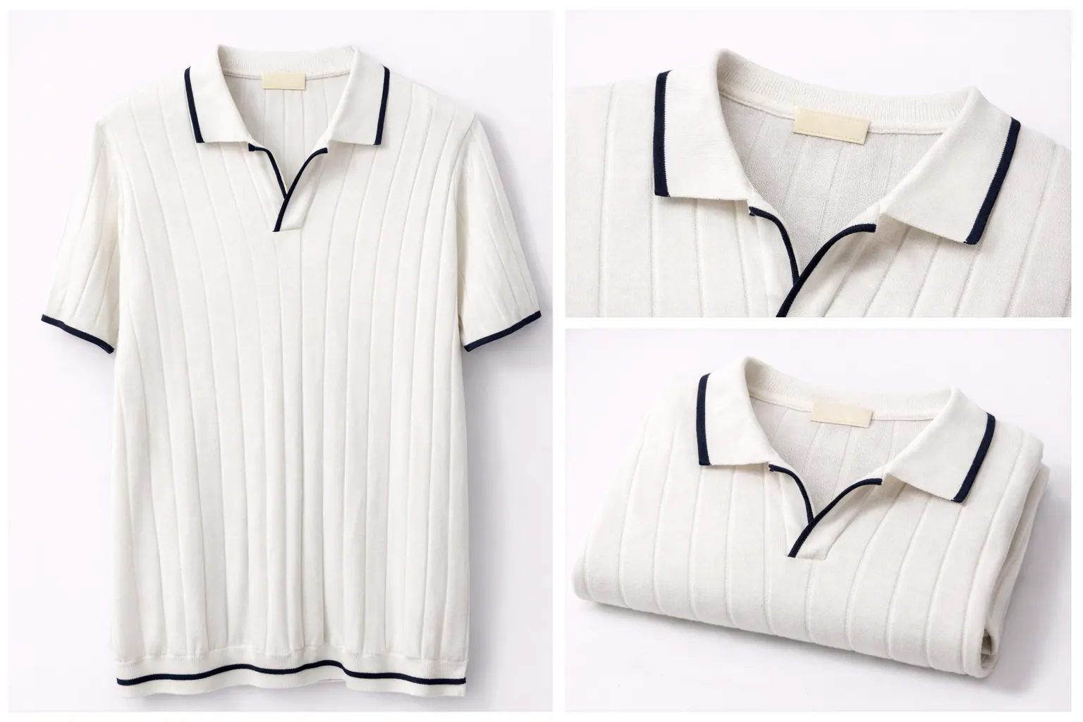 Ivory Contrast Trim Cotton Polo