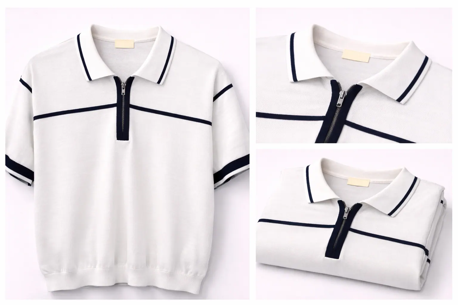 Ivory Contrast Trim Cotton Polo