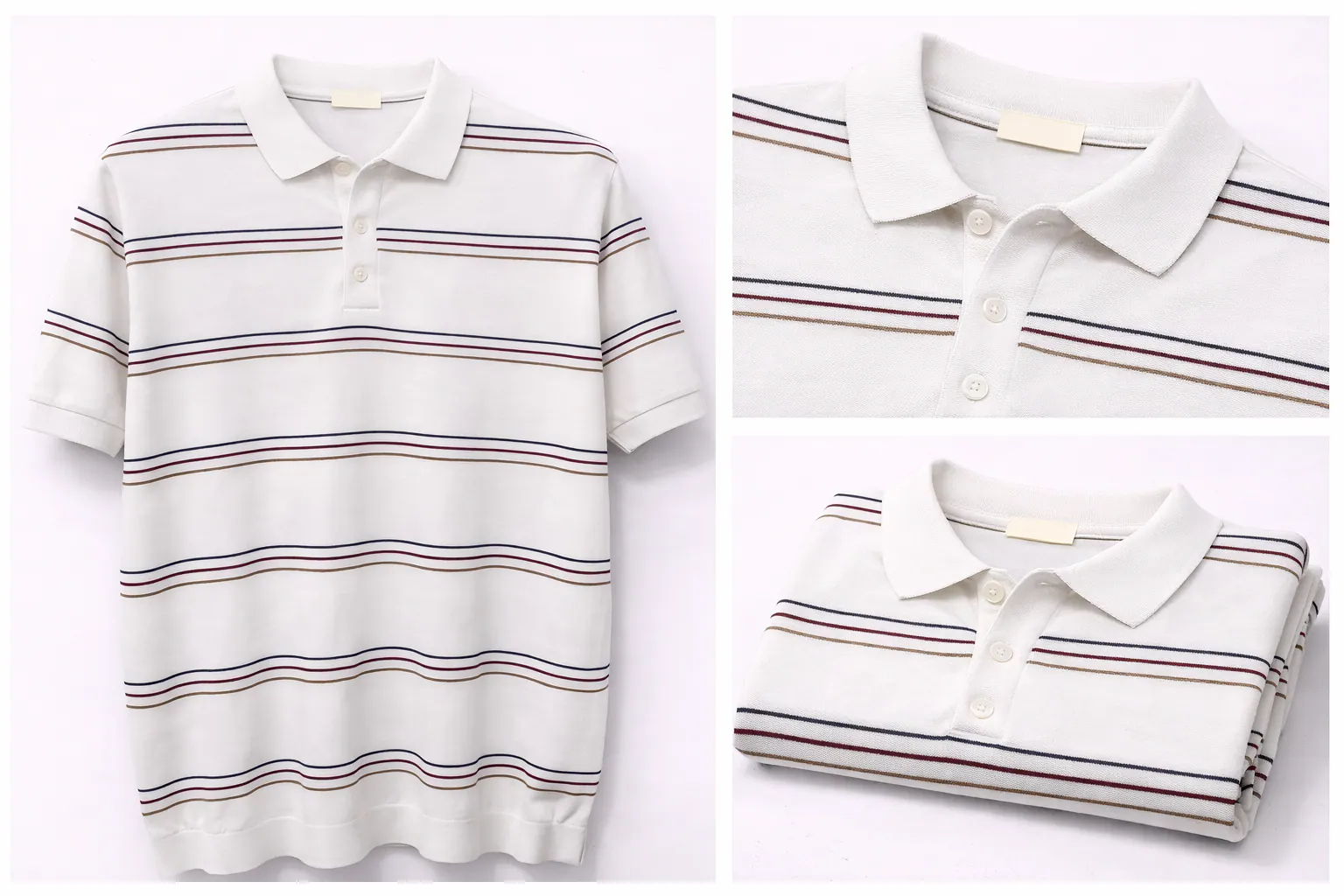 Ivory Contrast Trim Cotton Polo