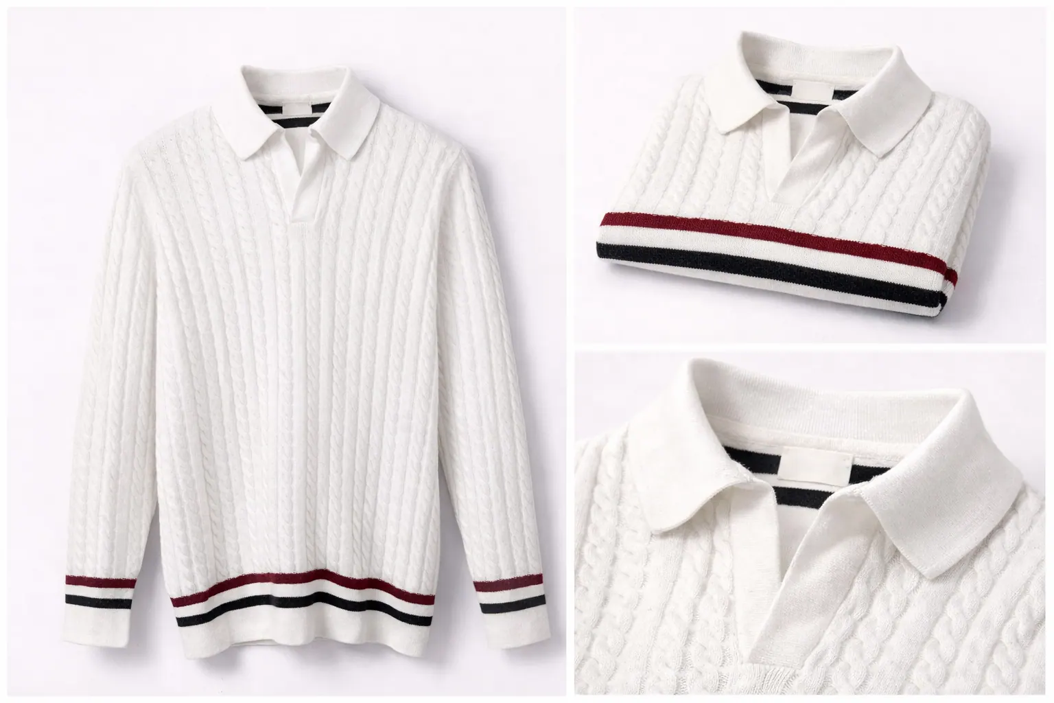 Ivory Contrast Trim Cotton Polo