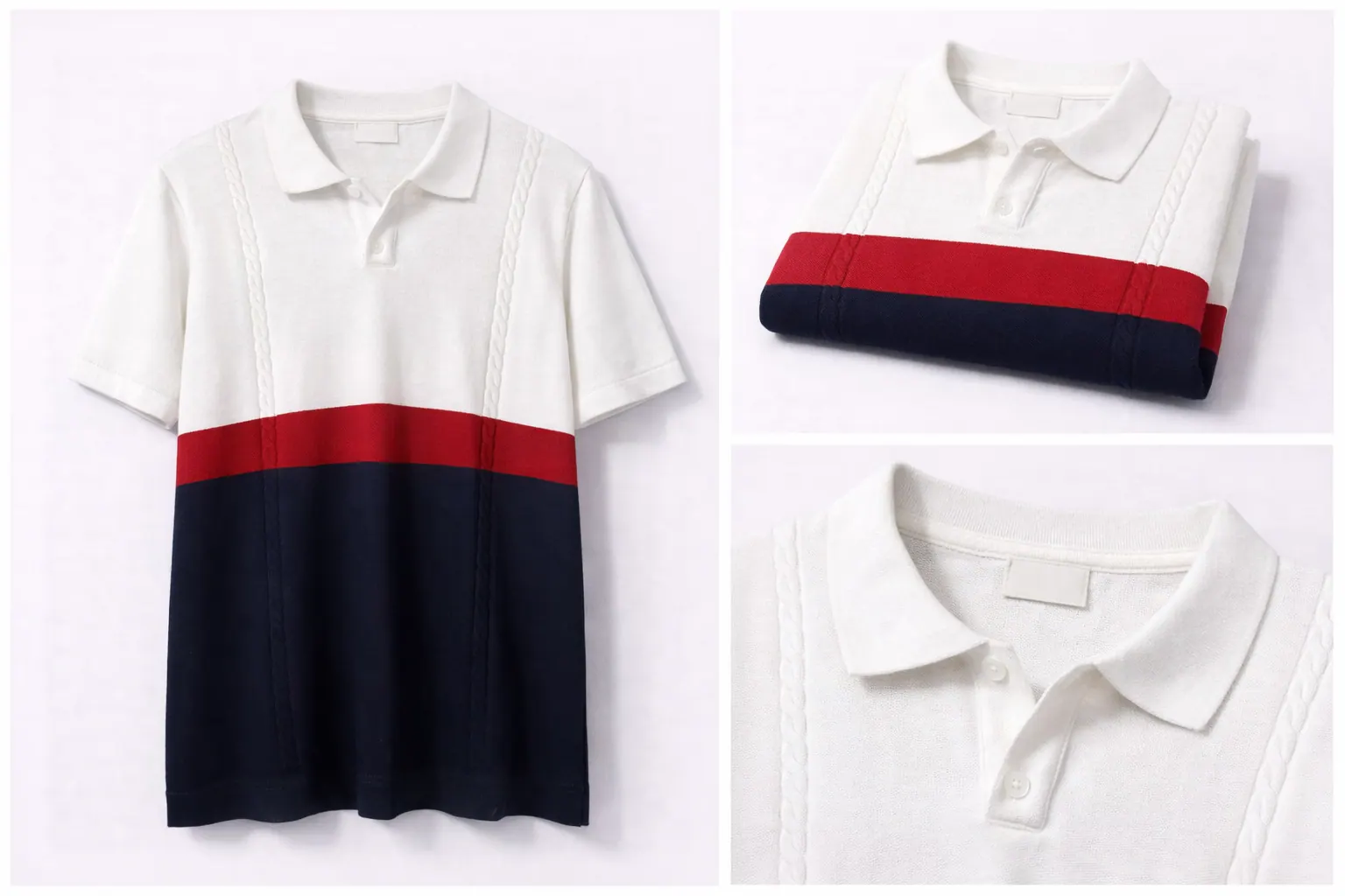 Ivory Contrast Trim Cotton Polo