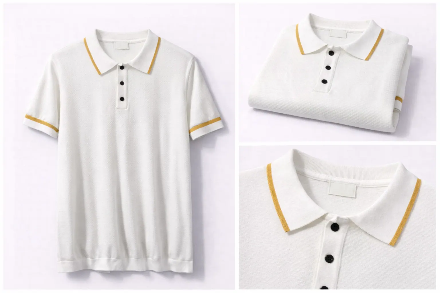 Ivory Contrast Trim Cotton Polo
