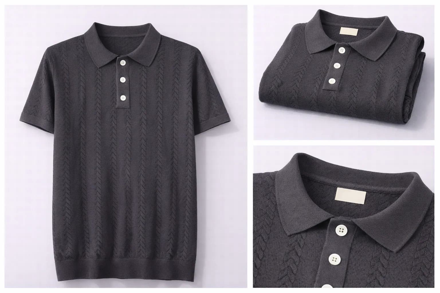 Charcoal Contrast Trim Cotton Polo