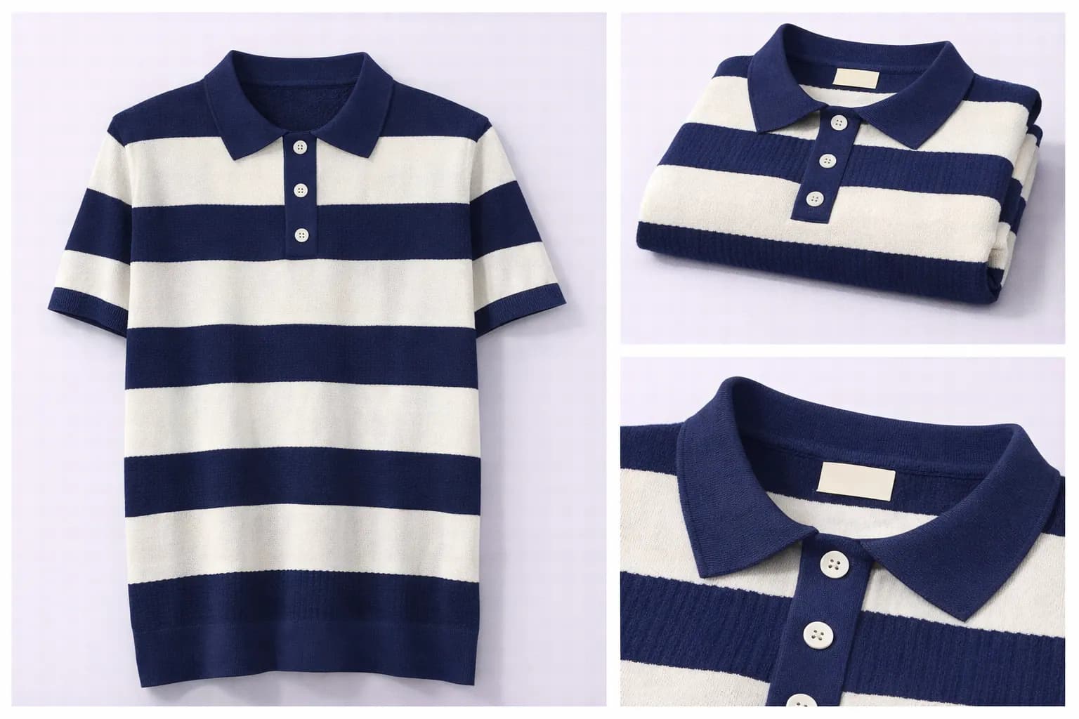 Navy Contrast Trim Cotton Polo