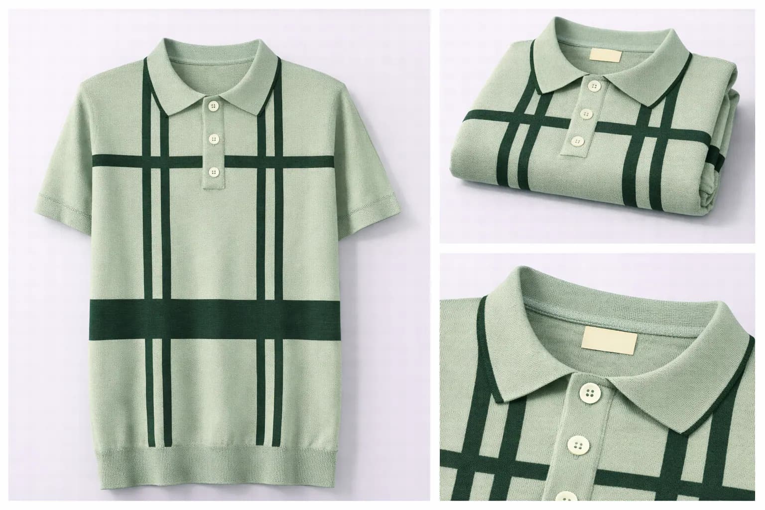 Silver Grey Contrast Trim Cotton Polo