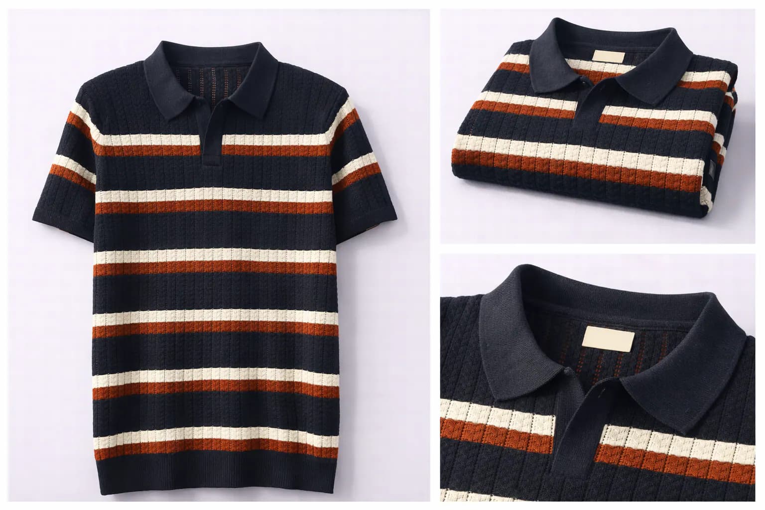 Navy Contrast Trim Cotton Polo