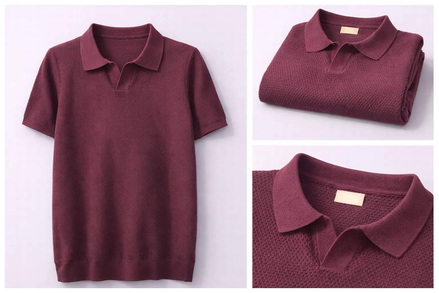 Burgundy Contrast Trim Cotton Polo