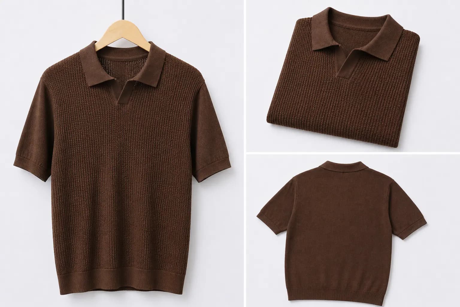 Chocolate Contrast Trim Cotton Polo