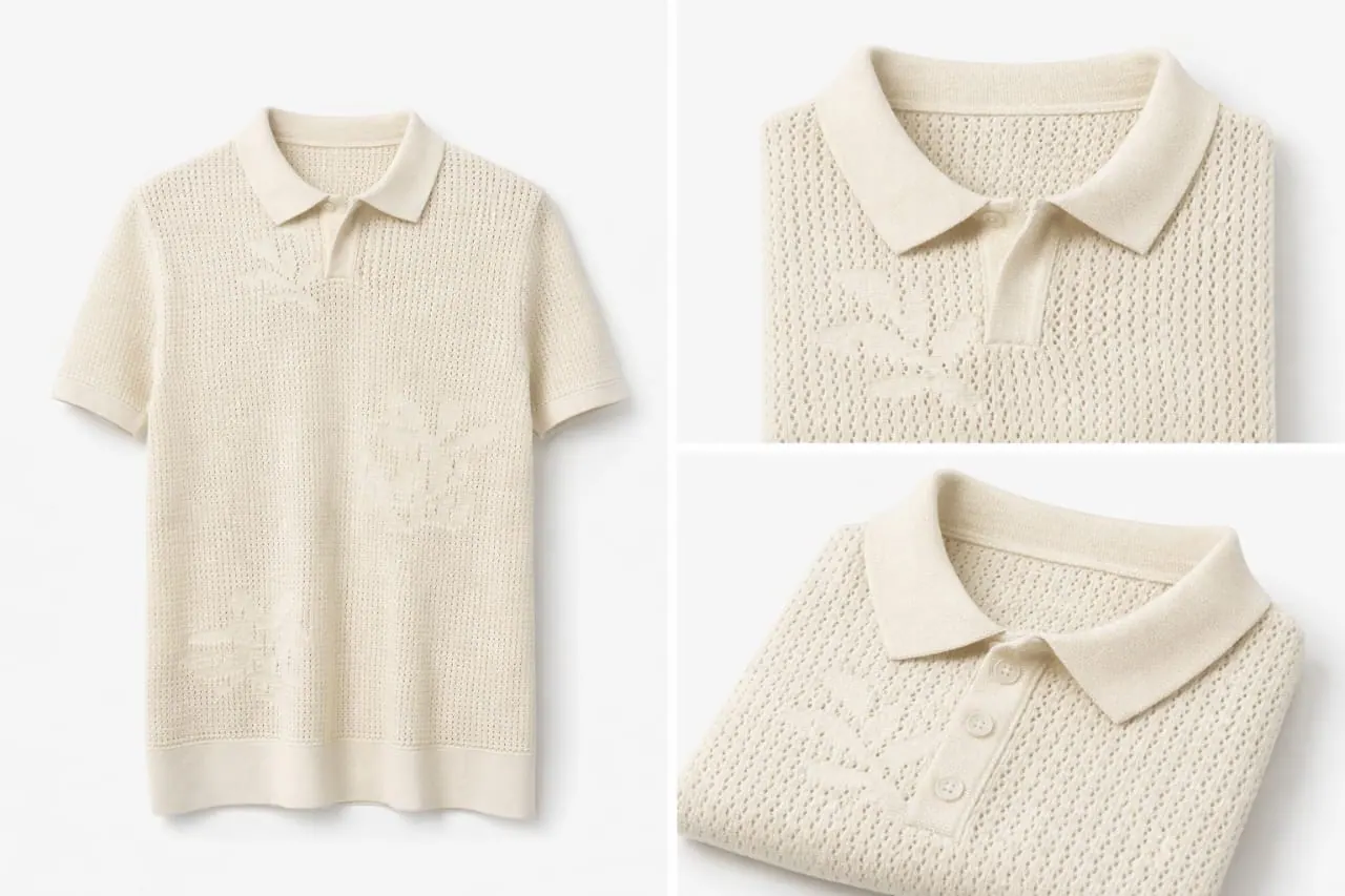 Cream Clean Collar Cotton Polo