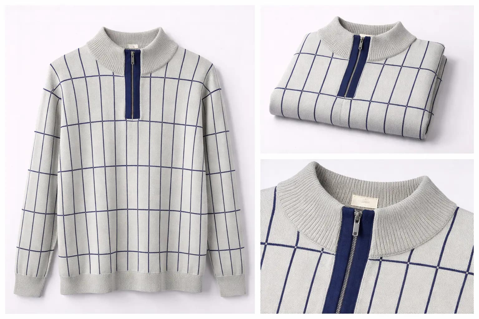 Silver Grey Soft Rib Cotton Sweater