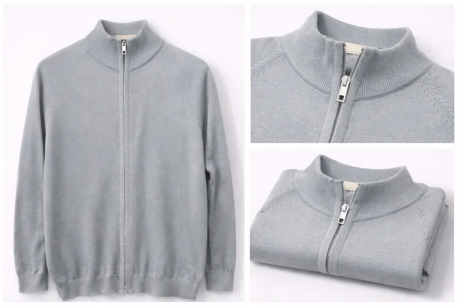 Silver Grey Structured Cotton Sweater