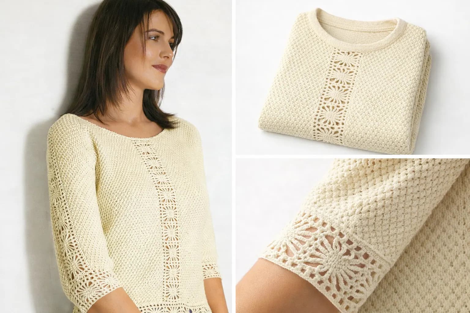 Cream Contour Cotton Knit Top