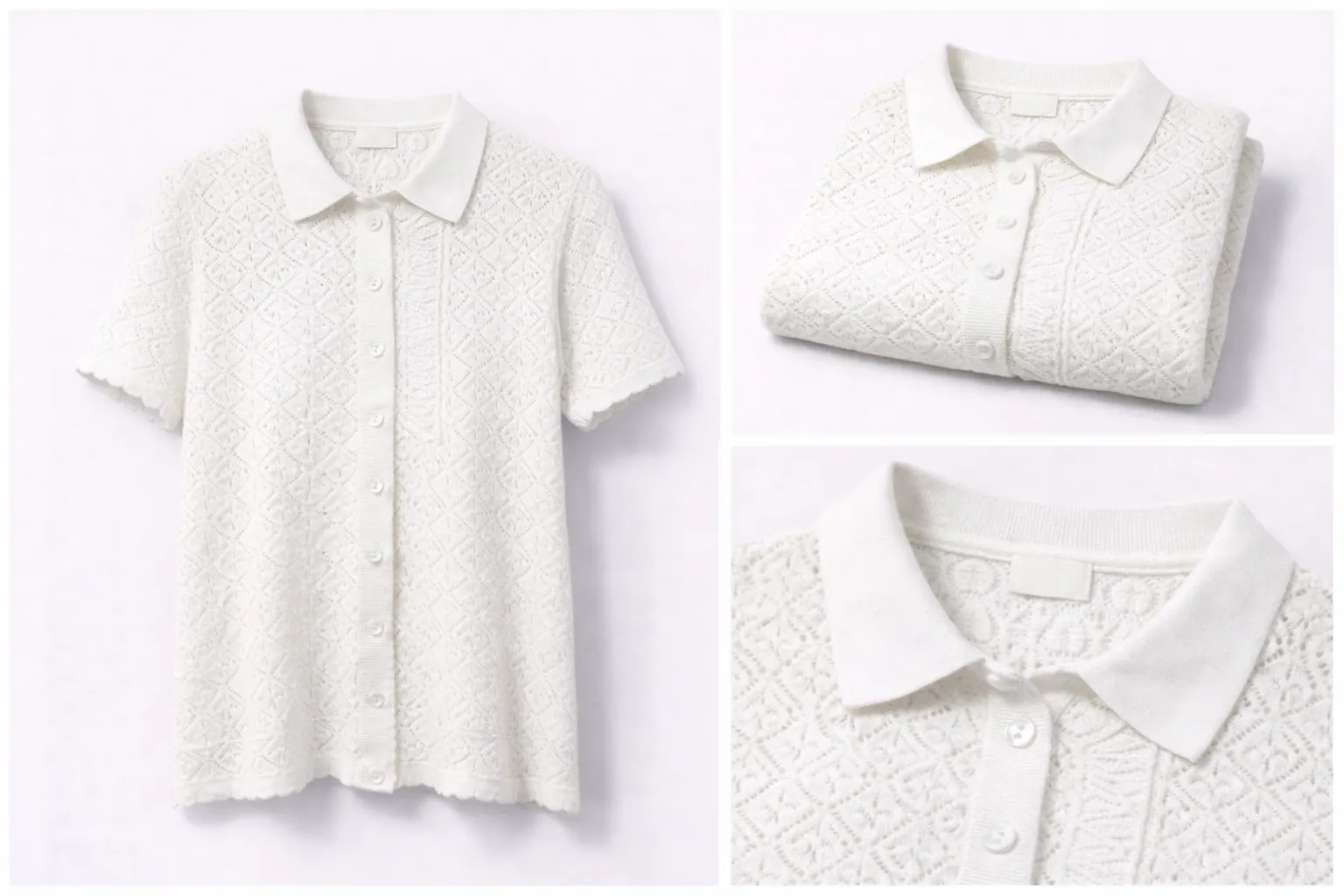 Ivory Contour Cotton Knit Top