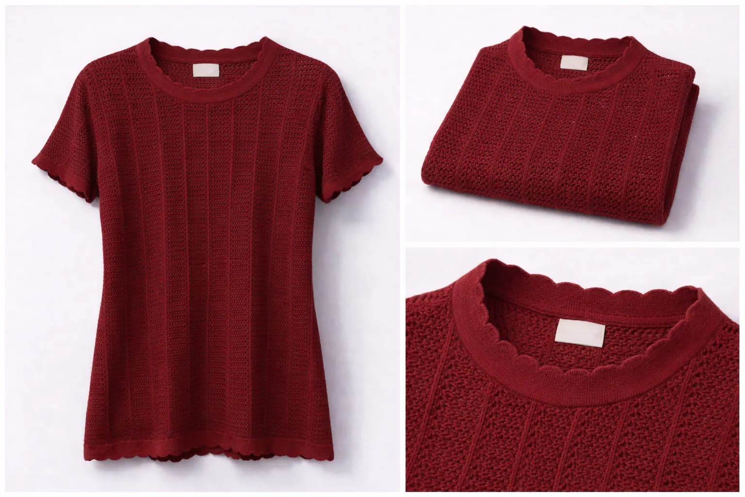 Burgundy Soft Rib Cotton Knit Top